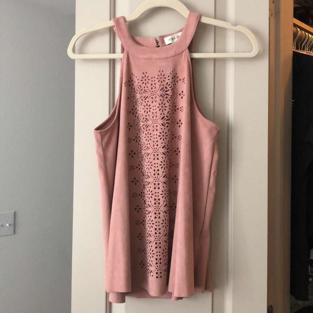Pink Faux Suede Top